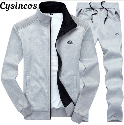 CYSINCOS Men Sets Fashion Autumn Spring Sporting Suit Sweatshirt +Sweatpants Mens Clothing 2 Pieces Sets Slim Tracksuit Hoodies